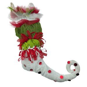 Pier 1 Imports Curled Elf Christmas Stocking 34 Inch Red Green White